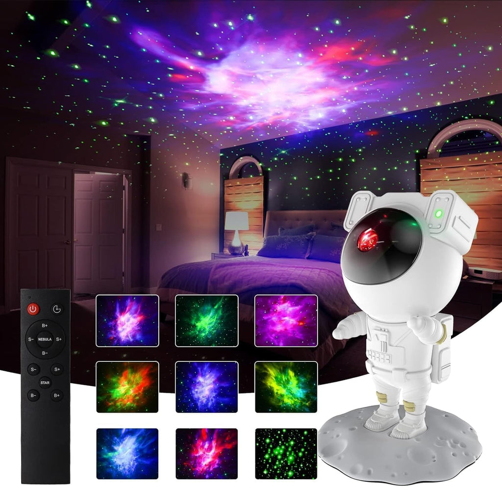 Astronaut Galaxy Projector Night Light – 360° Rotating Nebula Star Projector with Remote Control