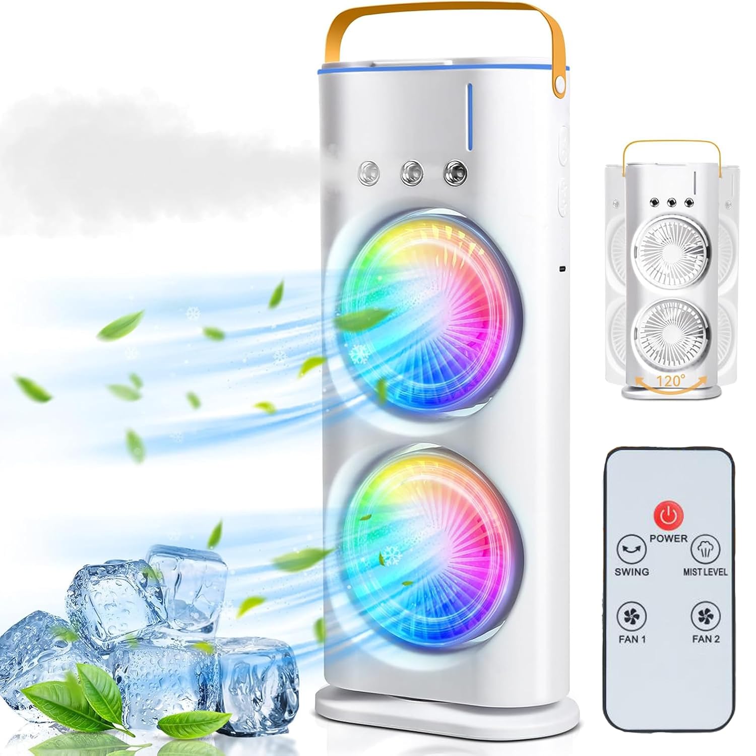 Portable Double Ended Spray Fan with Misting | USB Rechargeable Mini Air Cooler
