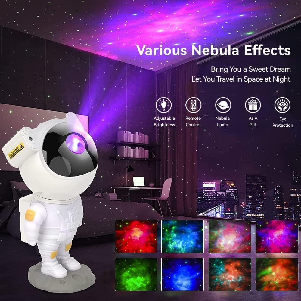 Astronaut Galaxy Projector Night Light – 360° Rotating Nebula Star Projector with Remote Control