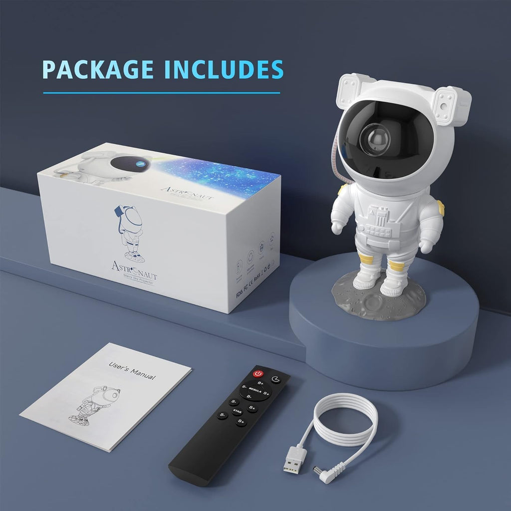 Astronaut Galaxy Projector Night Light – 360° Rotating Nebula Star Projector with Remote Control