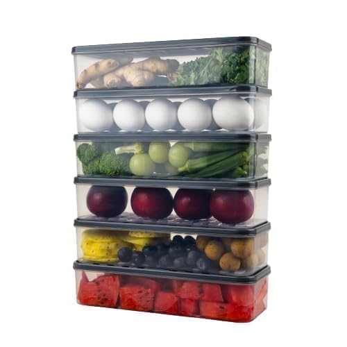 Plastic Storage Containers Set for Kitchen | Pantry Organizers Kitchen Accessories Items,Fridge Storage Boxes | Leak-Proof, Durable, and Space-Saving (4, 2500ml) (1200 ML, 6)