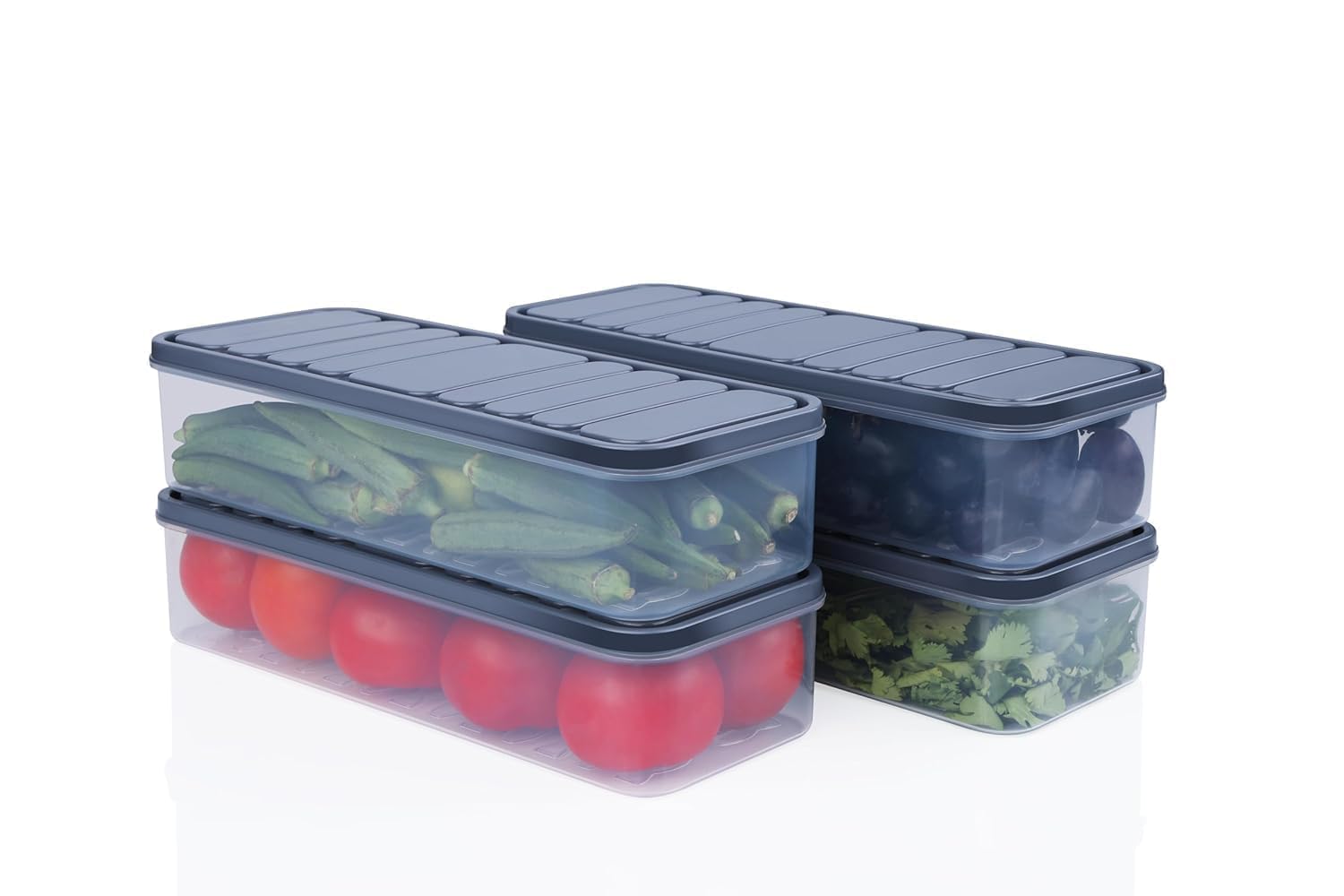 Plastic Storage Containers Set for Kitchen | Pantry Organizers Kitchen Accessories Items,Fridge Storage Boxes | Leak-Proof, Durable, and Space-Saving (4, 2500ml) (1200 ML, 6)