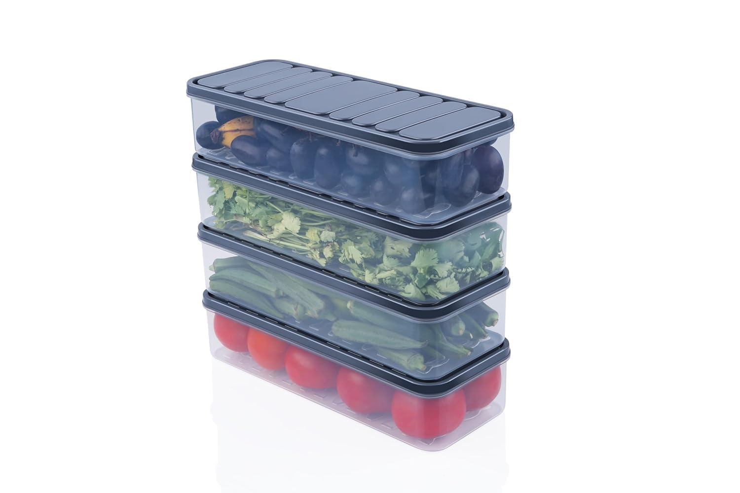 Plastic Storage Containers Set for Kitchen | Pantry Organizers Kitchen Accessories Items,Fridge Storage Boxes | Leak-Proof, Durable, and Space-Saving (4, 2500ml) (1200 ML, 6)