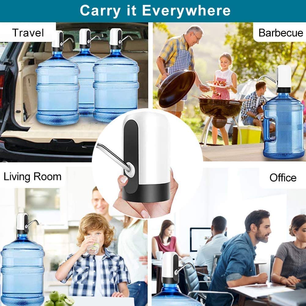 Water Can Dispenser Automatic Pump for 20 Litre Bottle, USB Rechargeable Electric Drinking Water Pump, Portable Low Noise Water Bottle Dispenser for Home, Office, Kitchen and Travel
