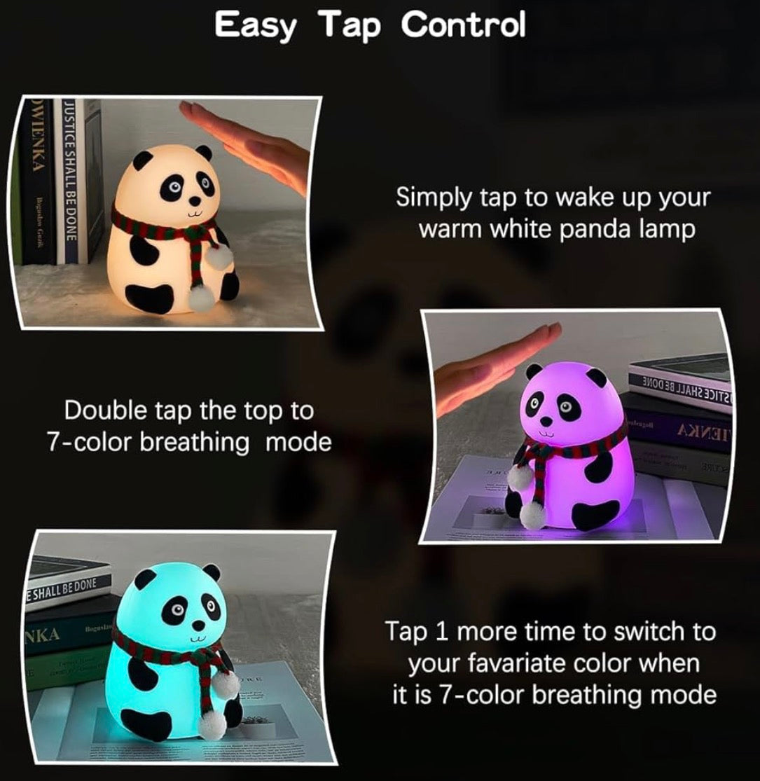 Panda Night Light for Kids - Soft Silicone Rechargeable Lamp