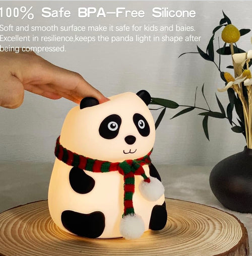 Panda Night Light for Kids - Soft Silicone Rechargeable Lamp