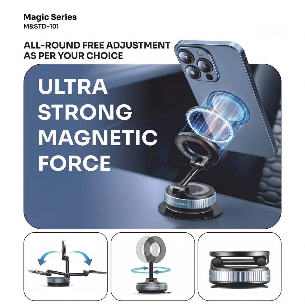 Magnetic Phone Holder – 360° Rotation & Strong Suction Base