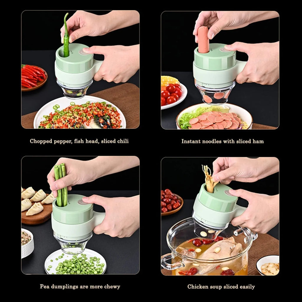 Electric Vegetable Chopper – 4-in-1 Handheld Slicer